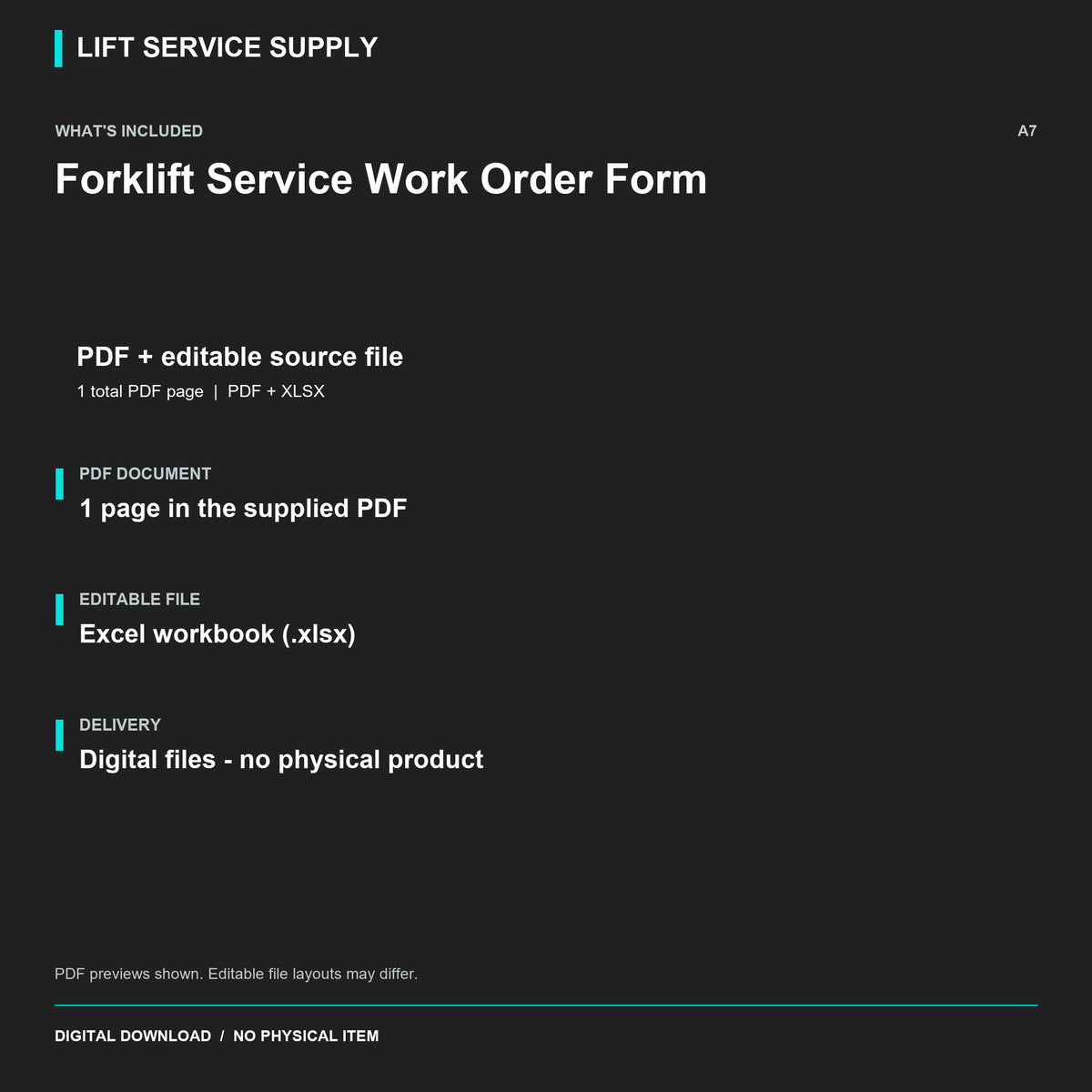 Forklift Service Work Order Form - Included files