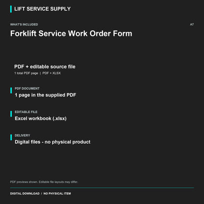 Forklift Service Work Order Form - Included files