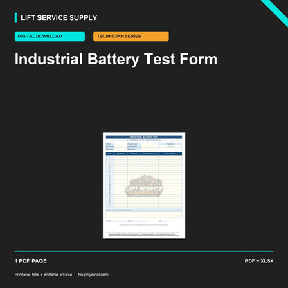 Industrial Battery Test Form - Product cover
