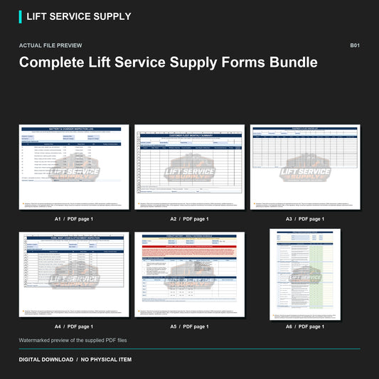Complete Lift Service Supply Forms Bundle - Actual form preview with logo watermark