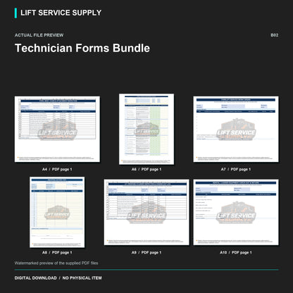 Technician Forms Bundle - Actual form preview with logo watermark