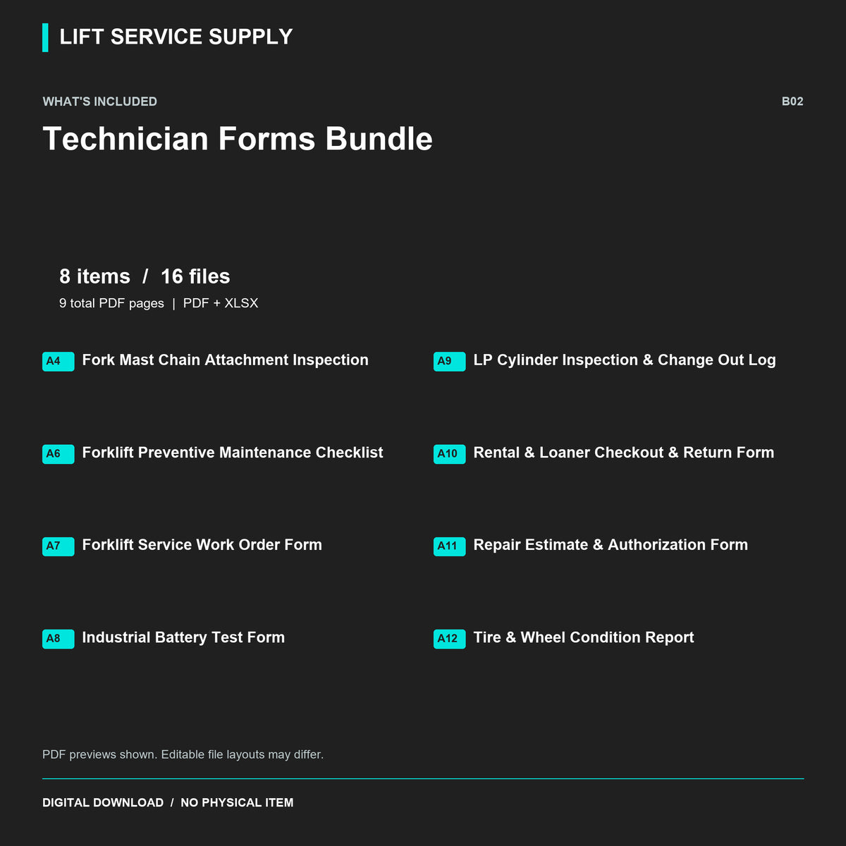 Technician Forms Bundle - Included files