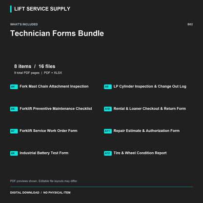 Technician Forms Bundle - Included files