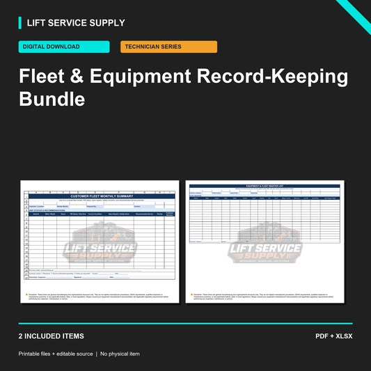 Fleet & Equipment Record-Keeping Bundle - Product cover