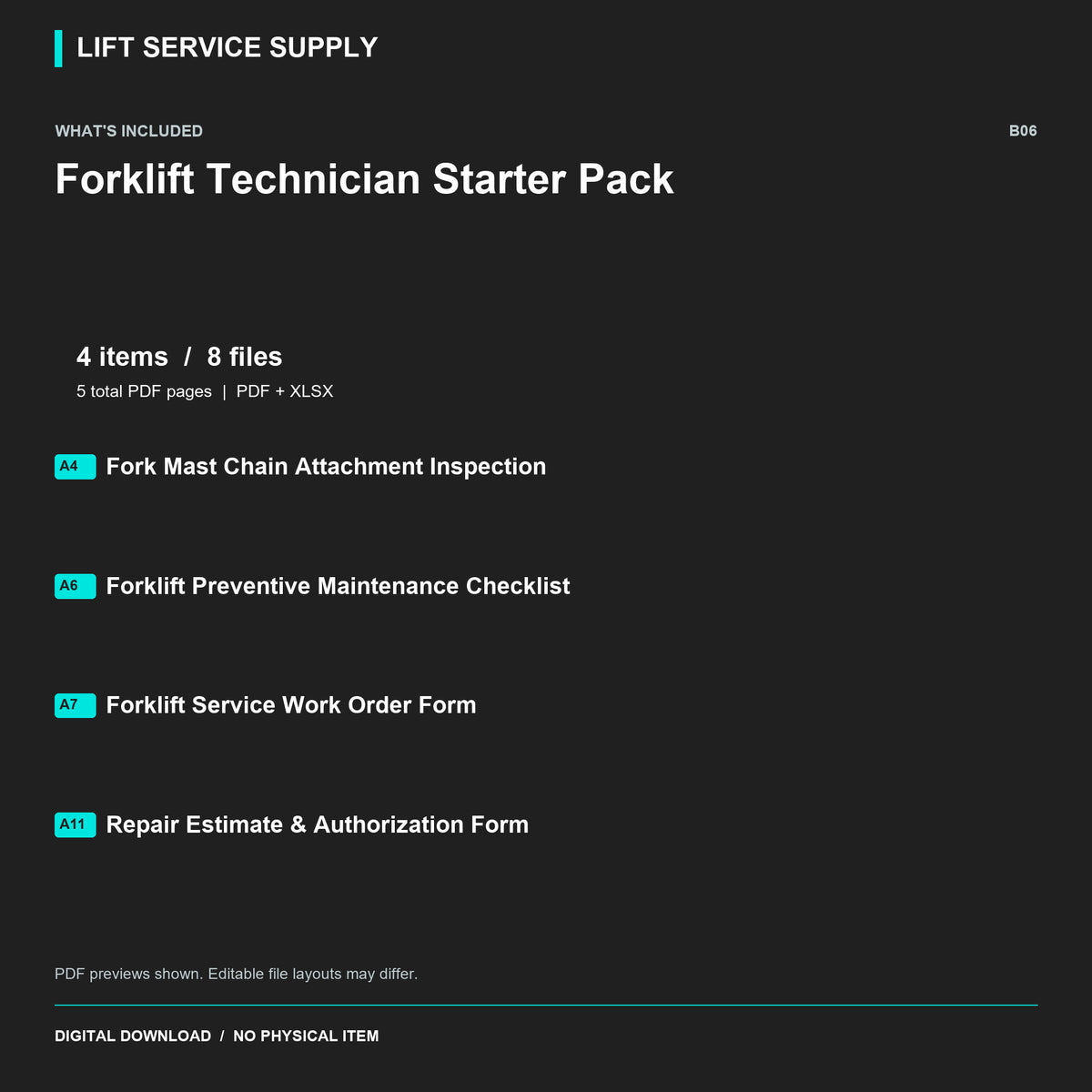 Forklift Technician Starter Pack - Included files