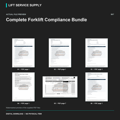 Complete Forklift Compliance Bundle - Actual form preview with logo watermark