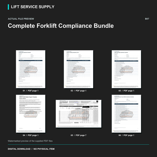 Complete Forklift Compliance Bundle - Actual form preview with logo watermark