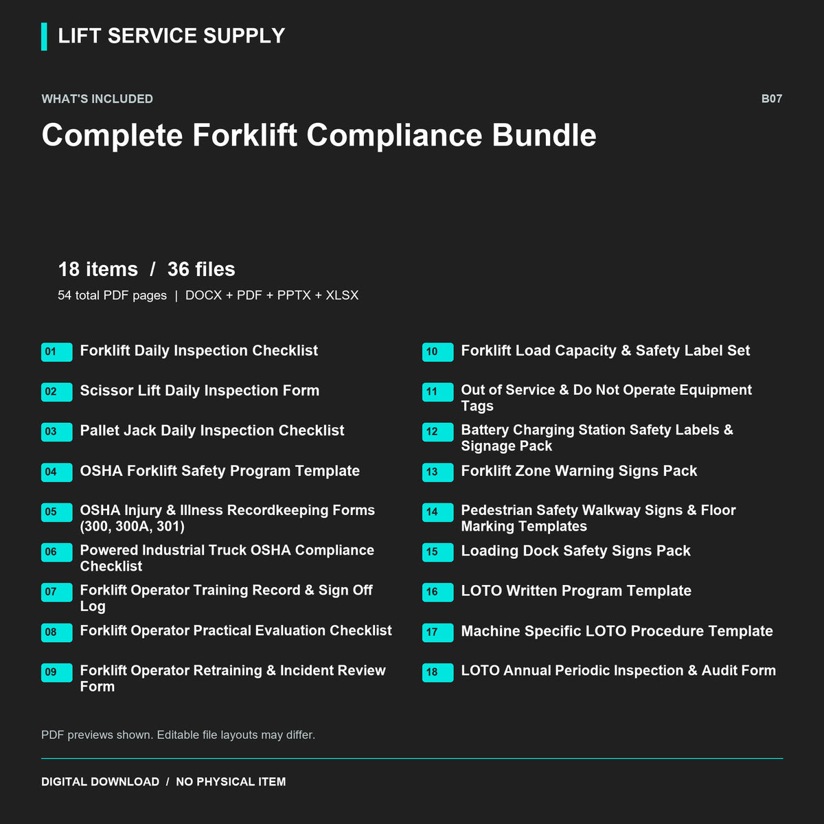 Complete Forklift Compliance Bundle - Included files