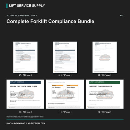 Complete Forklift Compliance Bundle - Actual form preview with logo watermark
