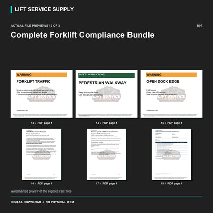 Complete Forklift Compliance Bundle - Actual form preview with logo watermark