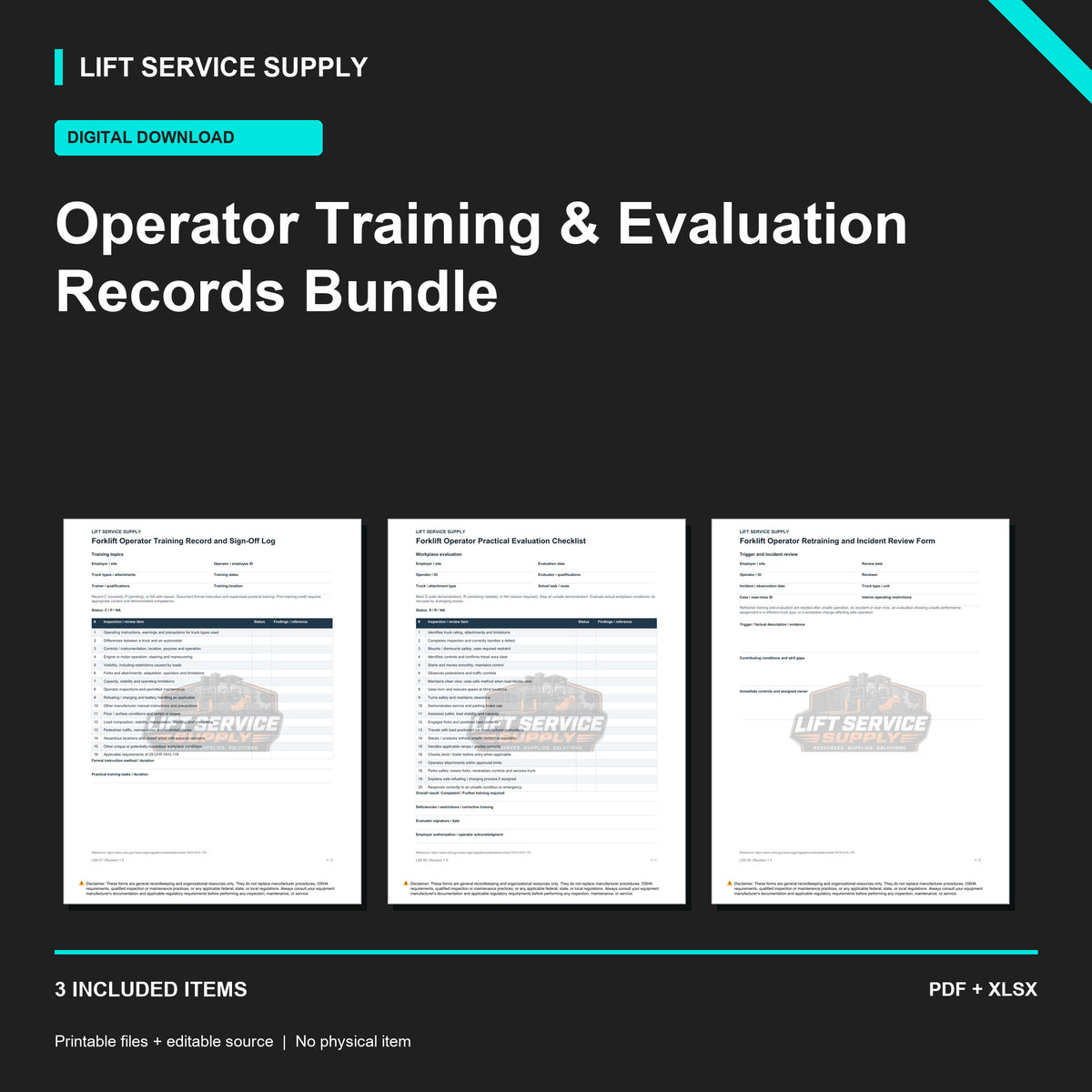 Operator Training & Evaluation Records Bundle - Product cover