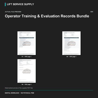 Operator Training & Evaluation Records Bundle - Actual form preview with logo watermark