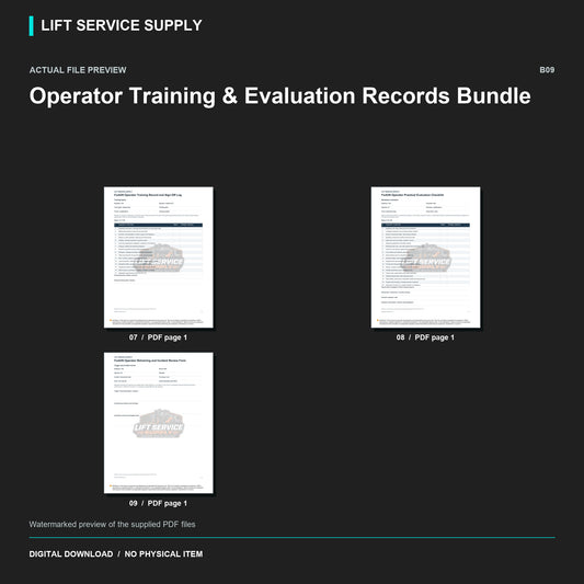Operator Training & Evaluation Records Bundle - Actual form preview with logo watermark