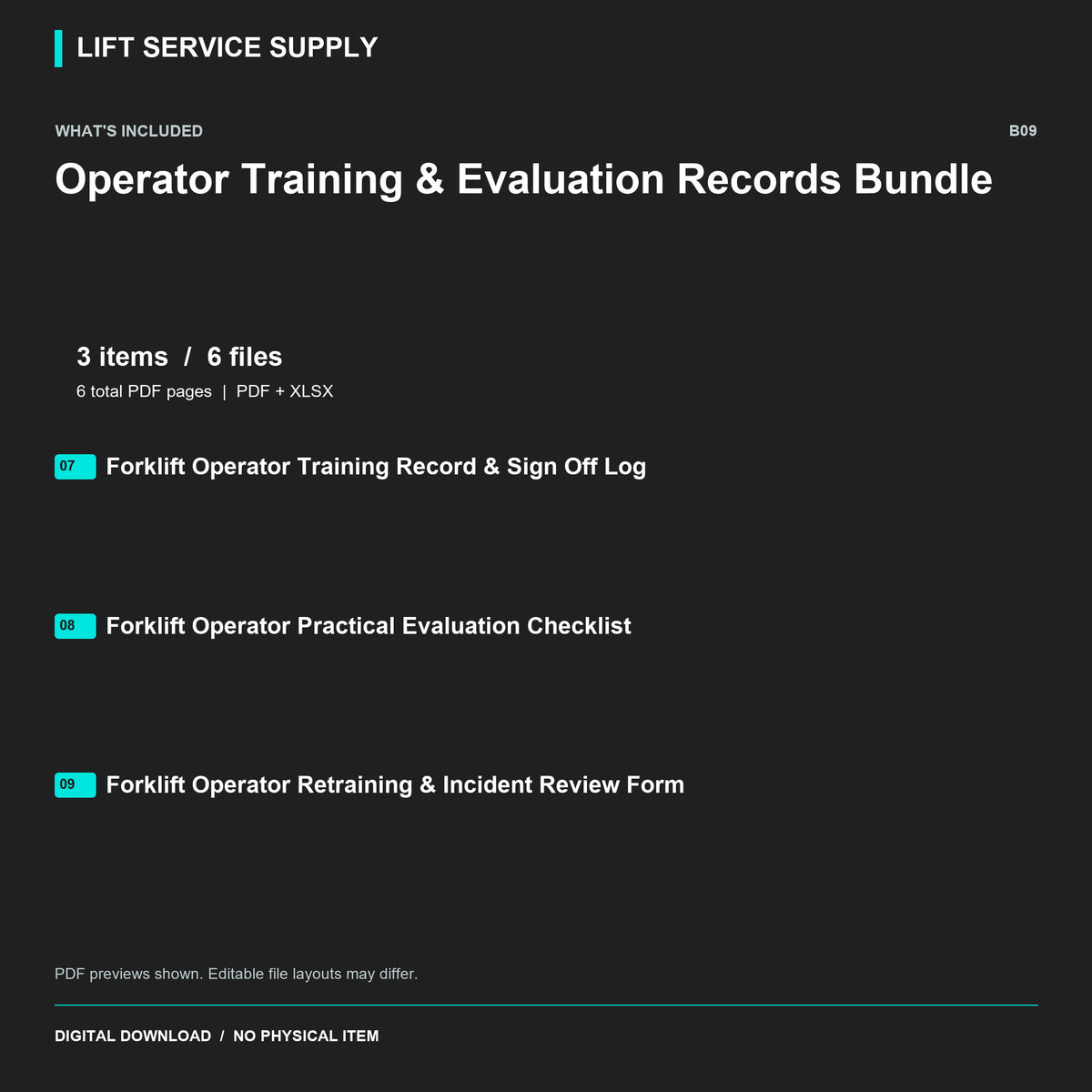 Operator Training & Evaluation Records Bundle - Included files