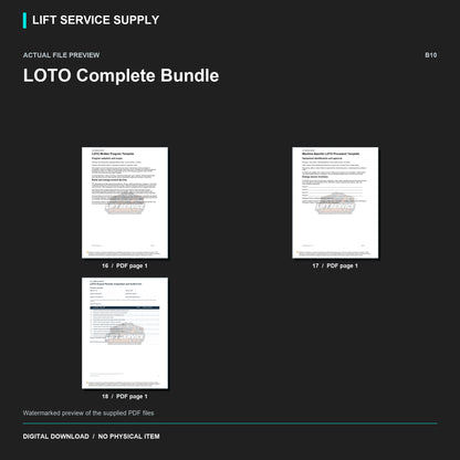 LOTO Complete Bundle - Actual form preview with logo watermark