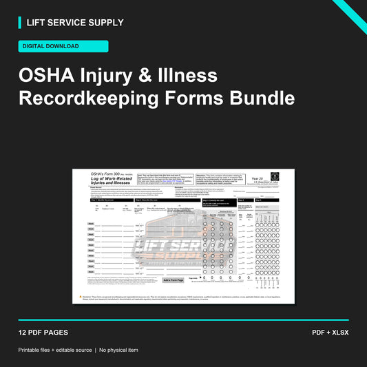 OSHA Injury & Illness Recordkeeping Forms Bundle — 300, 300A & 301 - Product cover