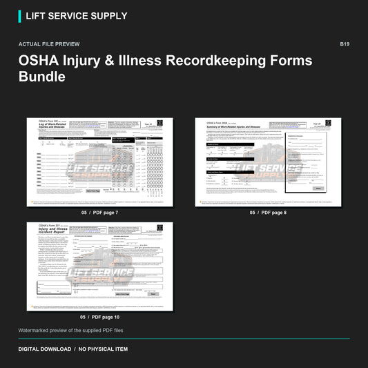 OSHA Injury & Illness Recordkeeping Forms Bundle — 300, 300A & 301 - Actual form preview with logo watermark