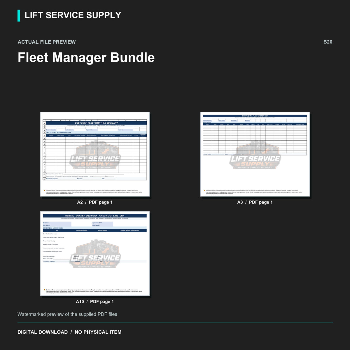 Fleet Manager Bundle - Actual form preview with logo watermark