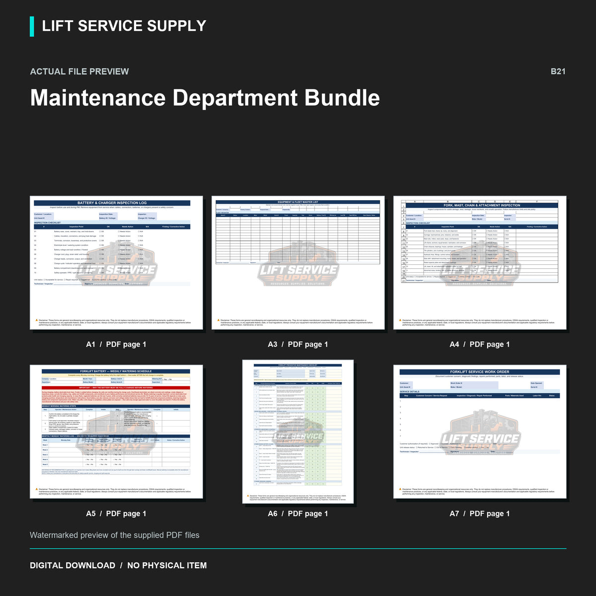 Maintenance Department Bundle - Actual form preview with logo watermark