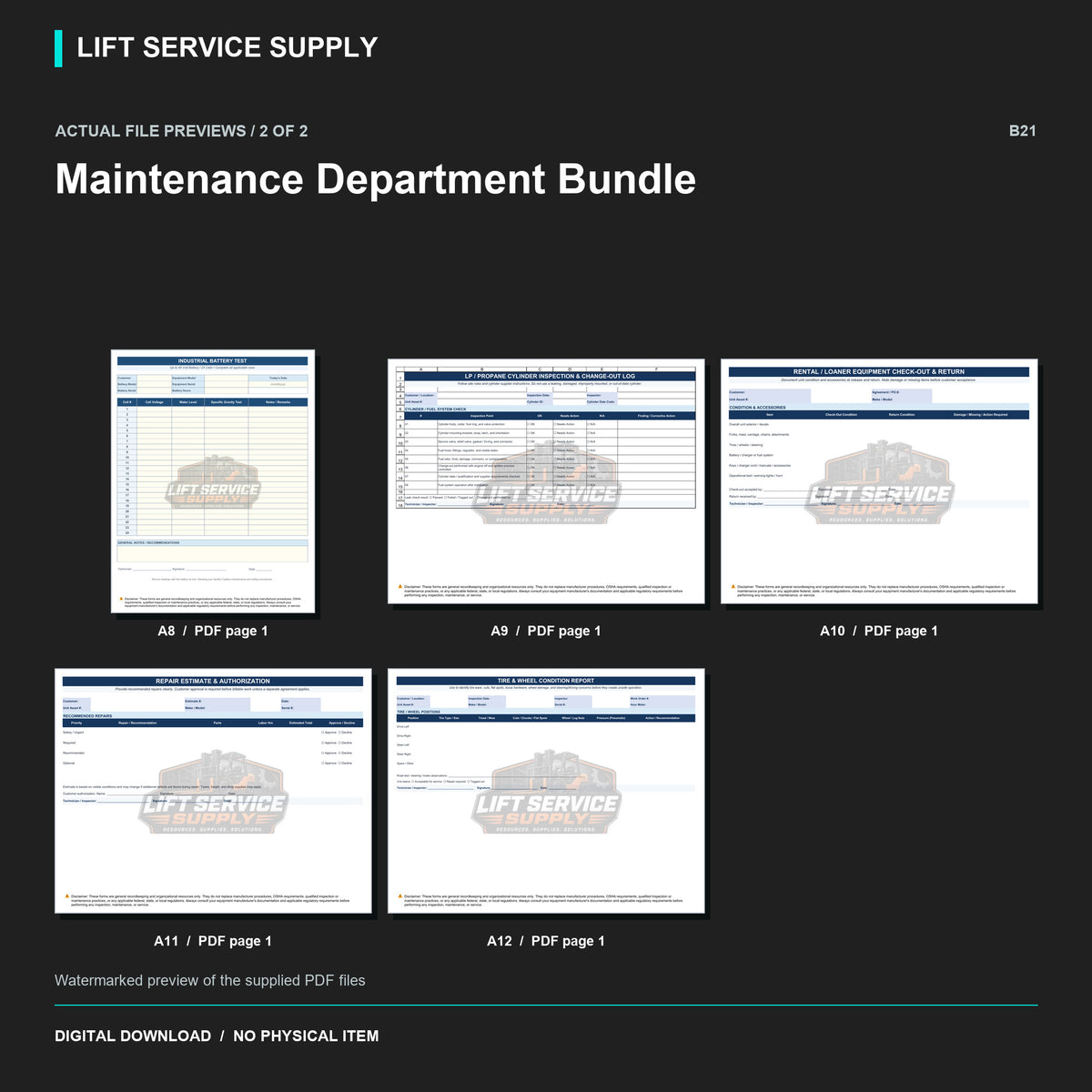 Maintenance Department Bundle - Actual form preview with logo watermark